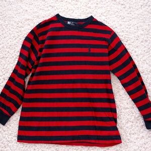 Polo Ralph Lauren Boys Red Navy Striped Long Sleeve Tee Size 7